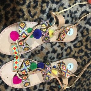 Gladiator Pom pom sandals